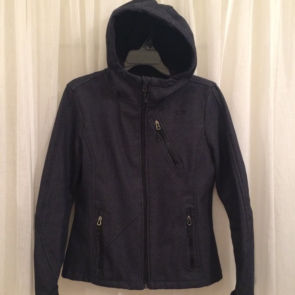 CB  DENIM JACKET,  DARK BLUE, WITH HOOD